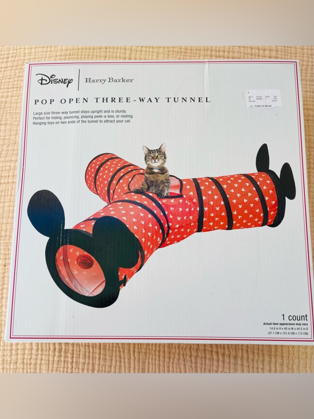 Disney Mickey Mouse Pop Open Three Way Cat Tunnel Play Toy Mat Harry Barker New